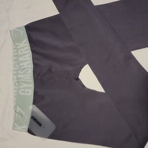 Gymshark Fit Seamless Leggings Women Size XS Gray/Teal Logo
